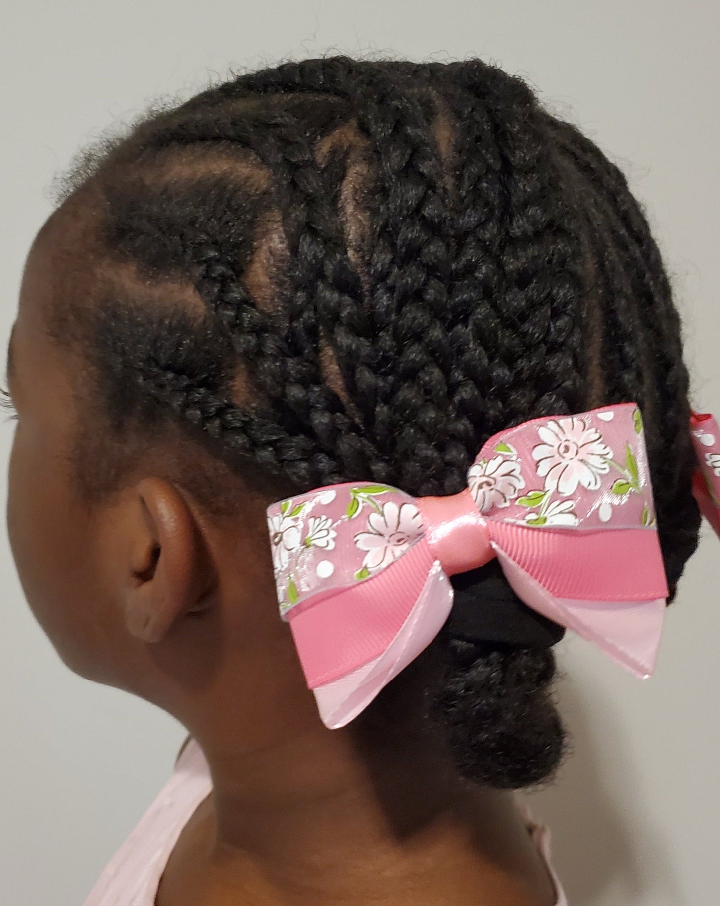 The Original Hair Bow, Pink/Light Pink Satin/Grosgrain/Decorative Satin Blend