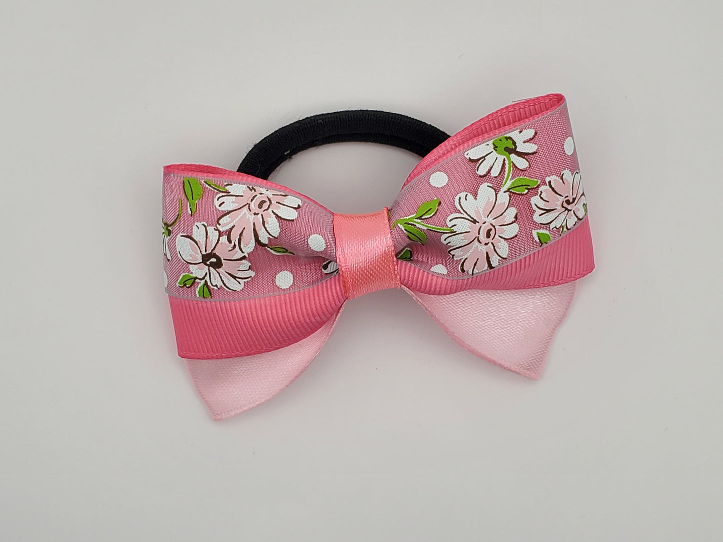 The Original Hair Bow, Pink/Light Pink Satin/Grosgrain/Decorative Satin Blend