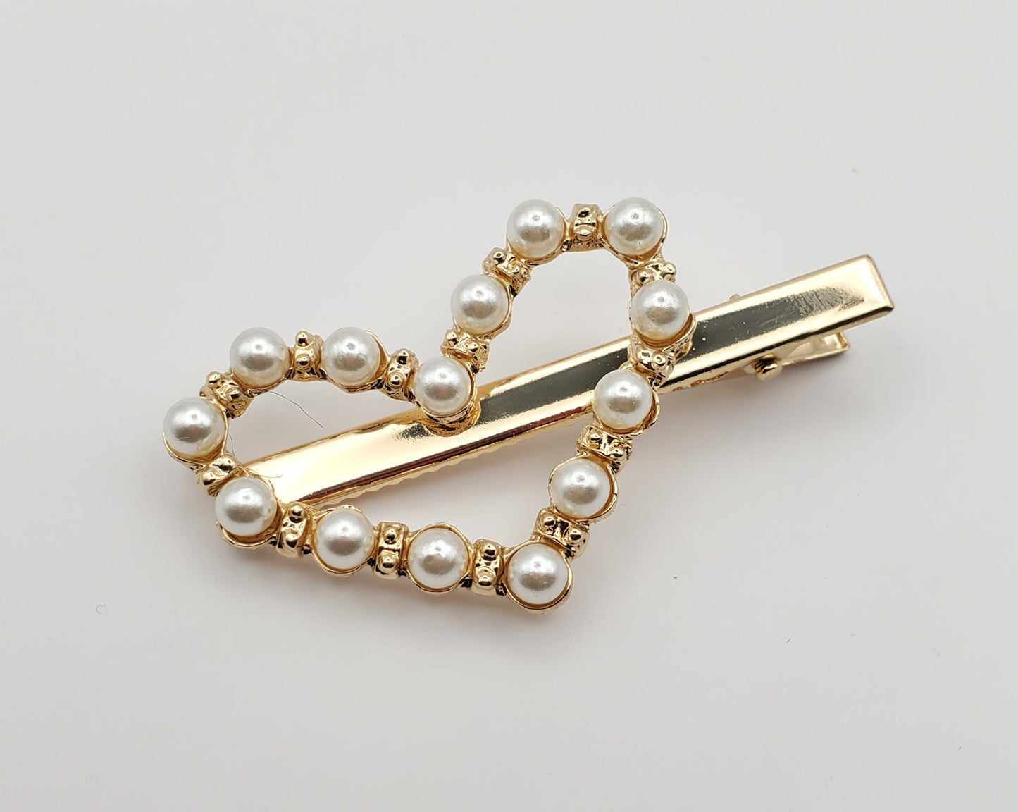 Pinza para el pelo con forma de corazón, flor, lazo, nudo, perla de imitación, aleación, diamantes de imitación, 1 pieza