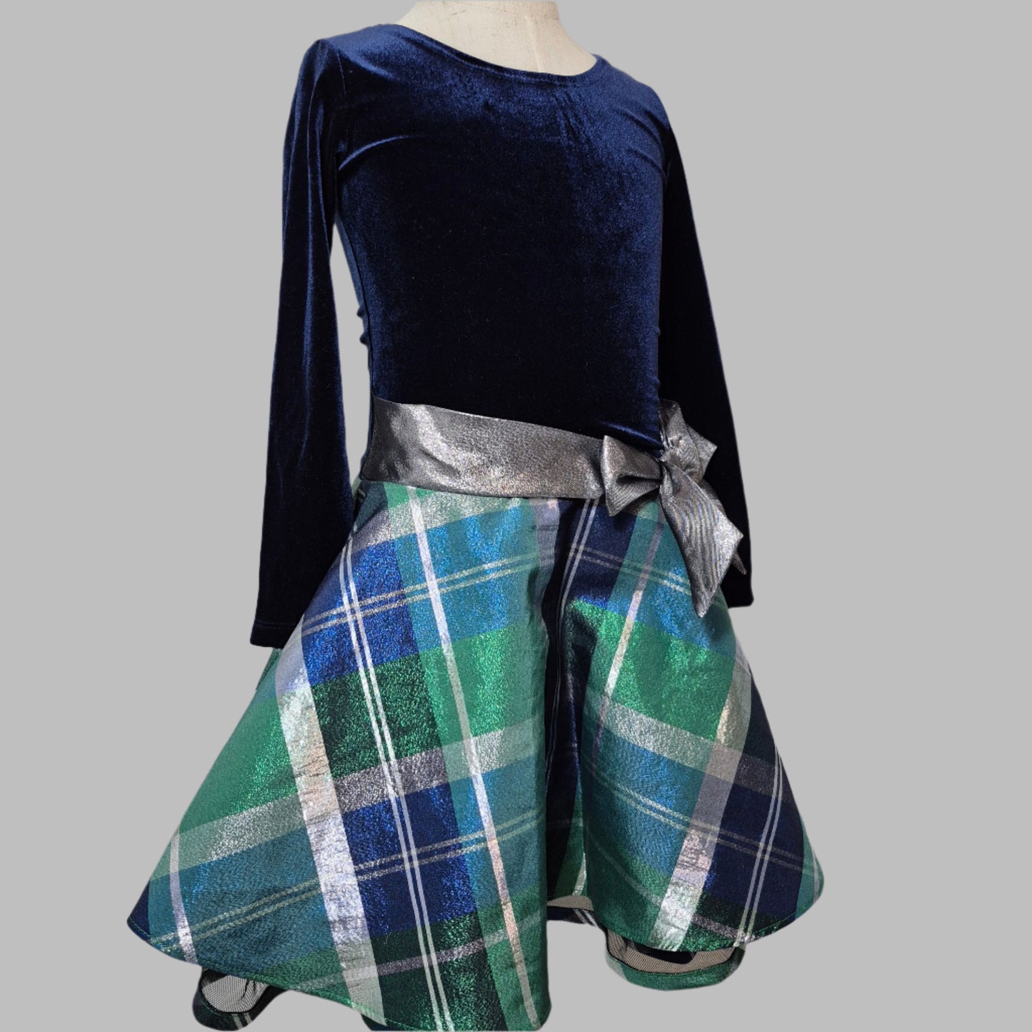 Navy Blue and Silver Toddler Girl Dress