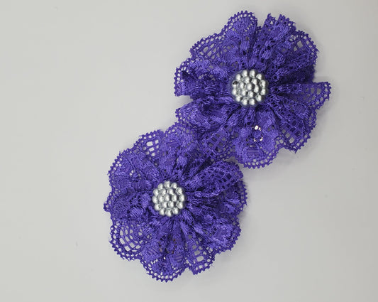 Dainty Purple Lace, Flower Hair Bow