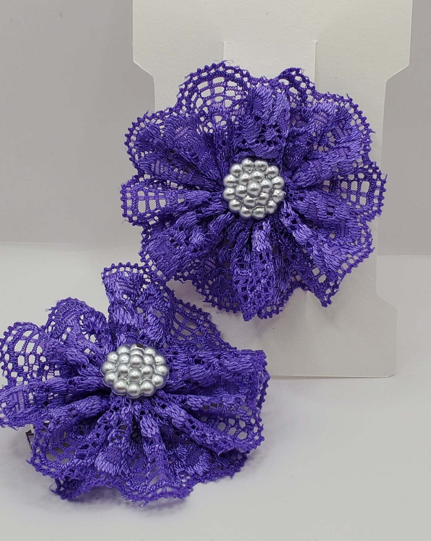 Dainty Purple Lace, Flower Hair Bow