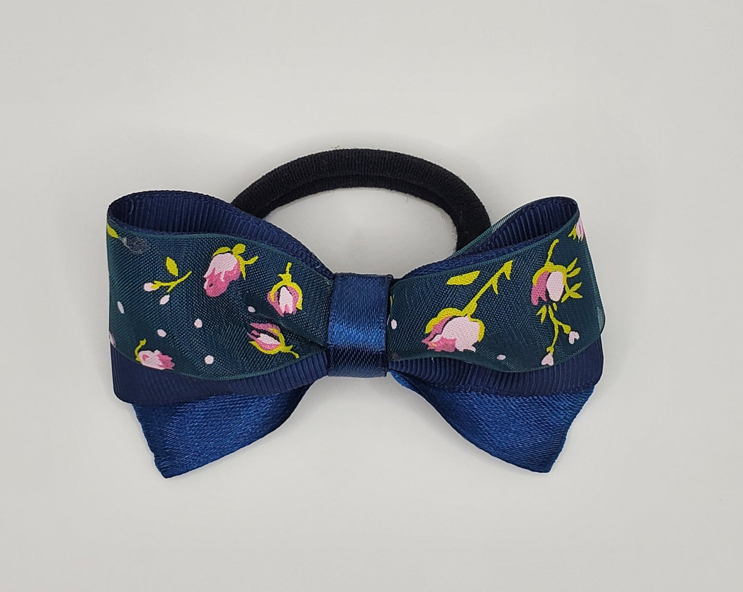 The Original Hair Bow, Blue Satin/Grosgrain/Decorative Satin Blend Ribbon