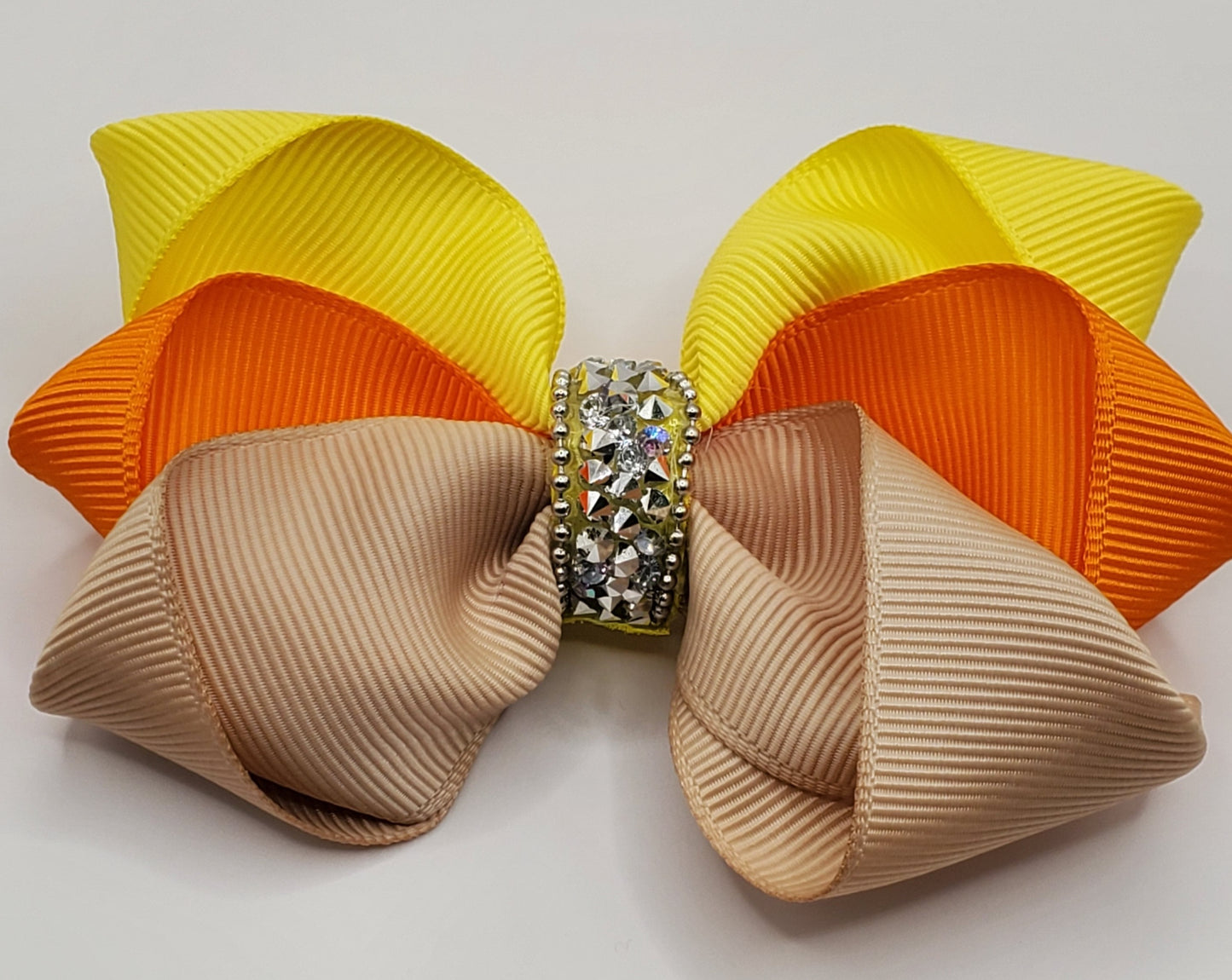 Boutique Hair Bow Yellow/Orange/Beige Grosgrain Ribbon Blend