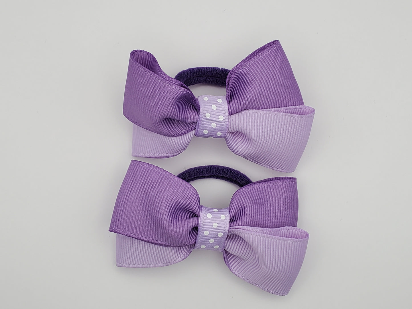 The Original Hair Bow, Lilac/Purple Bow, Lilac Polk A Dot Ribbon