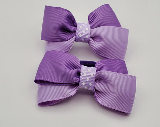 The Original Hair Bow, Lilac/Purple Bow, Lilac Polk A Dot Ribbon