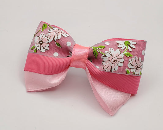 The Original Hair Bow, Pink/Light Pink Satin/Grosgrain/Decorative Satin Blend