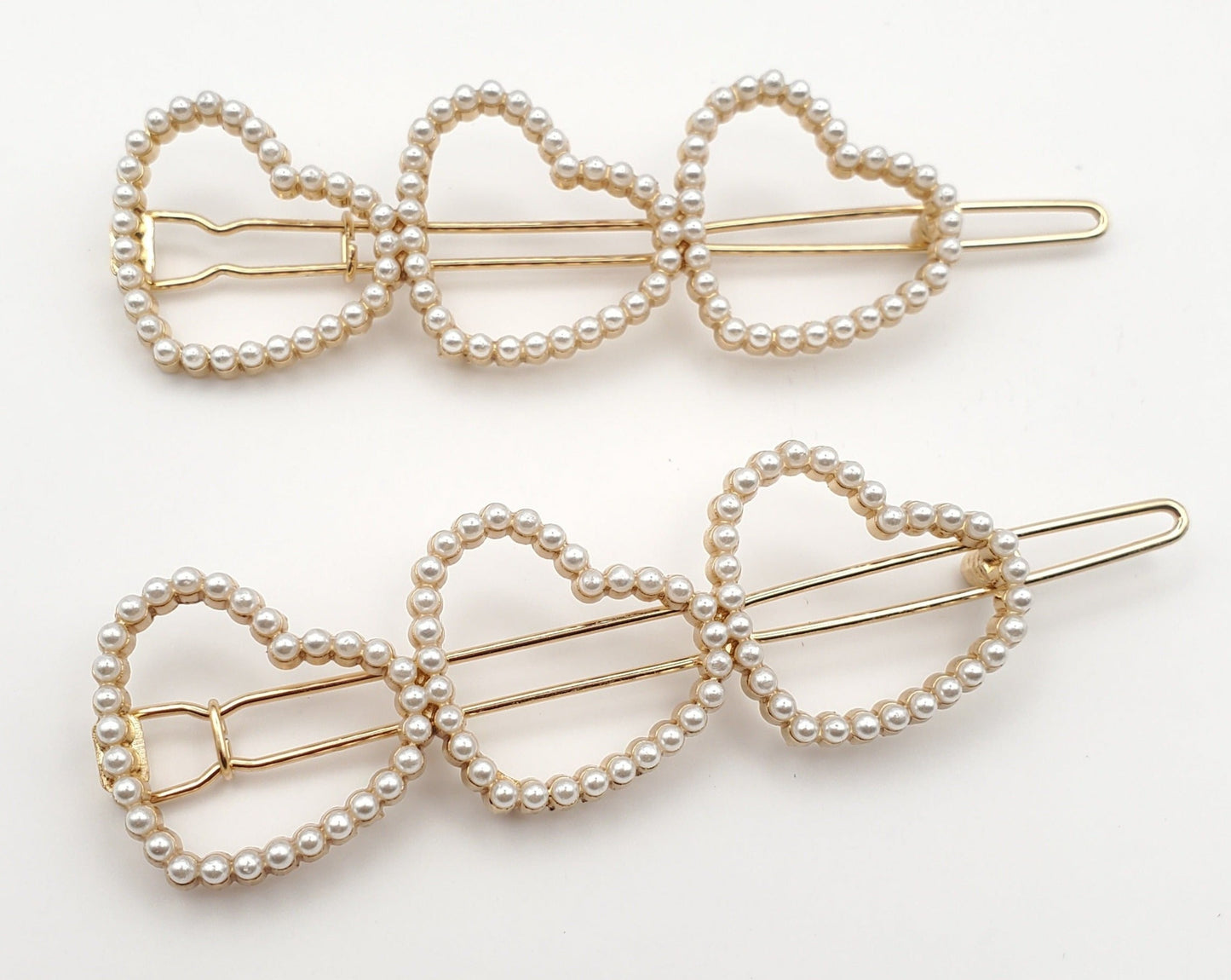 Heart Shaped Rhinestones Hair Barrettes Set of 2