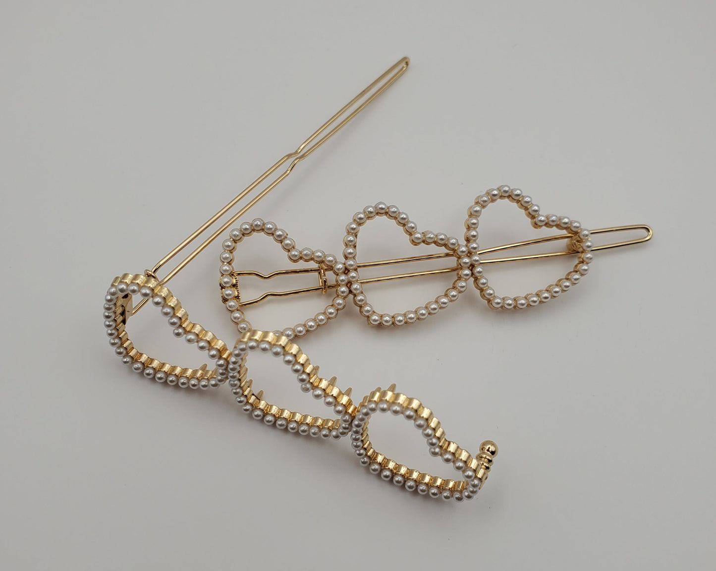 Heart Shaped Rhinestones Hair Barrettes Set of 2