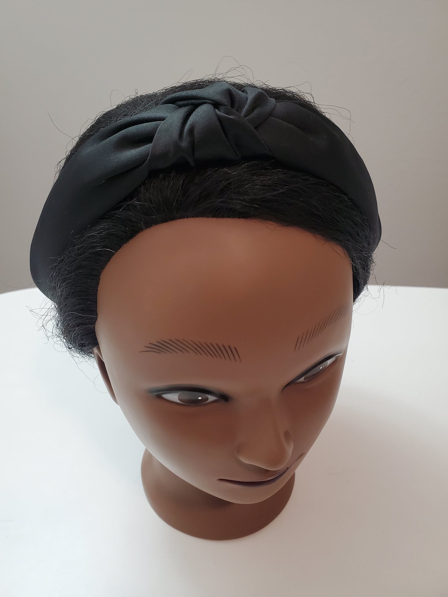 Solid Black, Top Knot, Satin Handmade Head Band