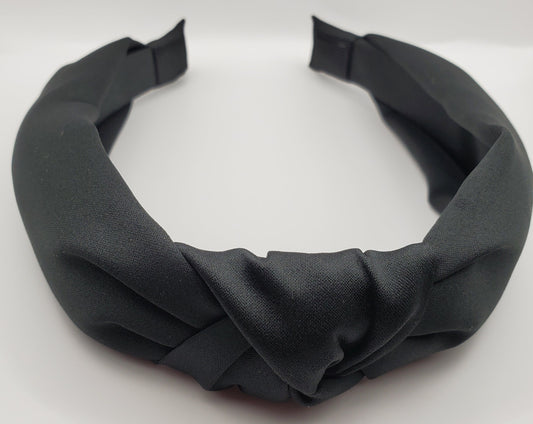 Solid Black, Top Knot, Satin Handmade Head Band