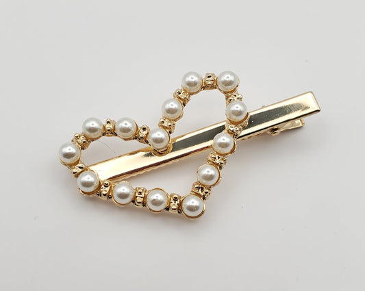 Heart Shape Flower Bow Knot Imitation Pearl Alloy Rhinestone Hair Clip 1 Piece