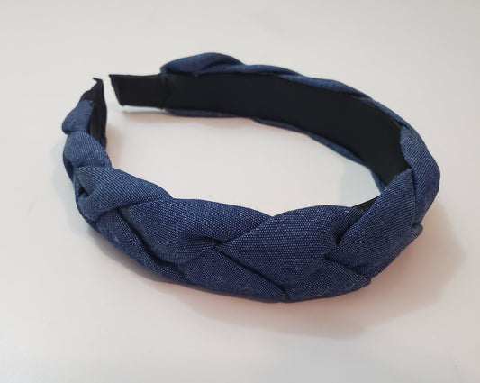 Simple Style Denim Bow Knot Cloth Inlay Zircon Hair Band