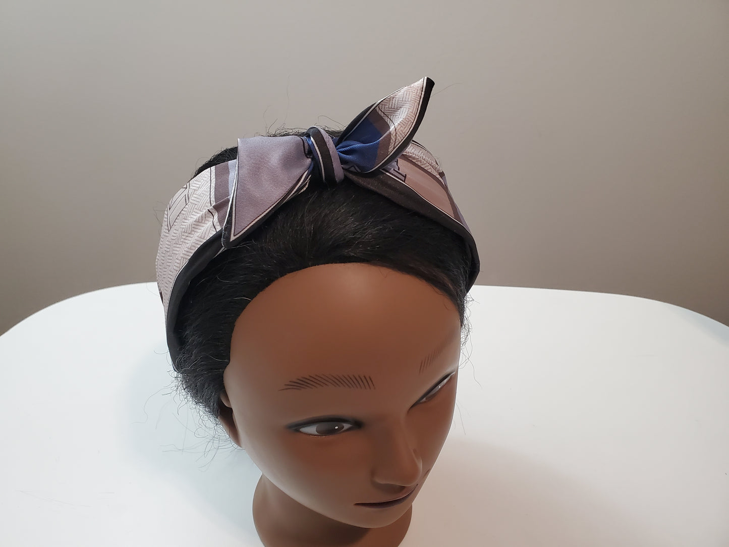 Fashion Blue Pattern Bow Knot Cloth Hair Band