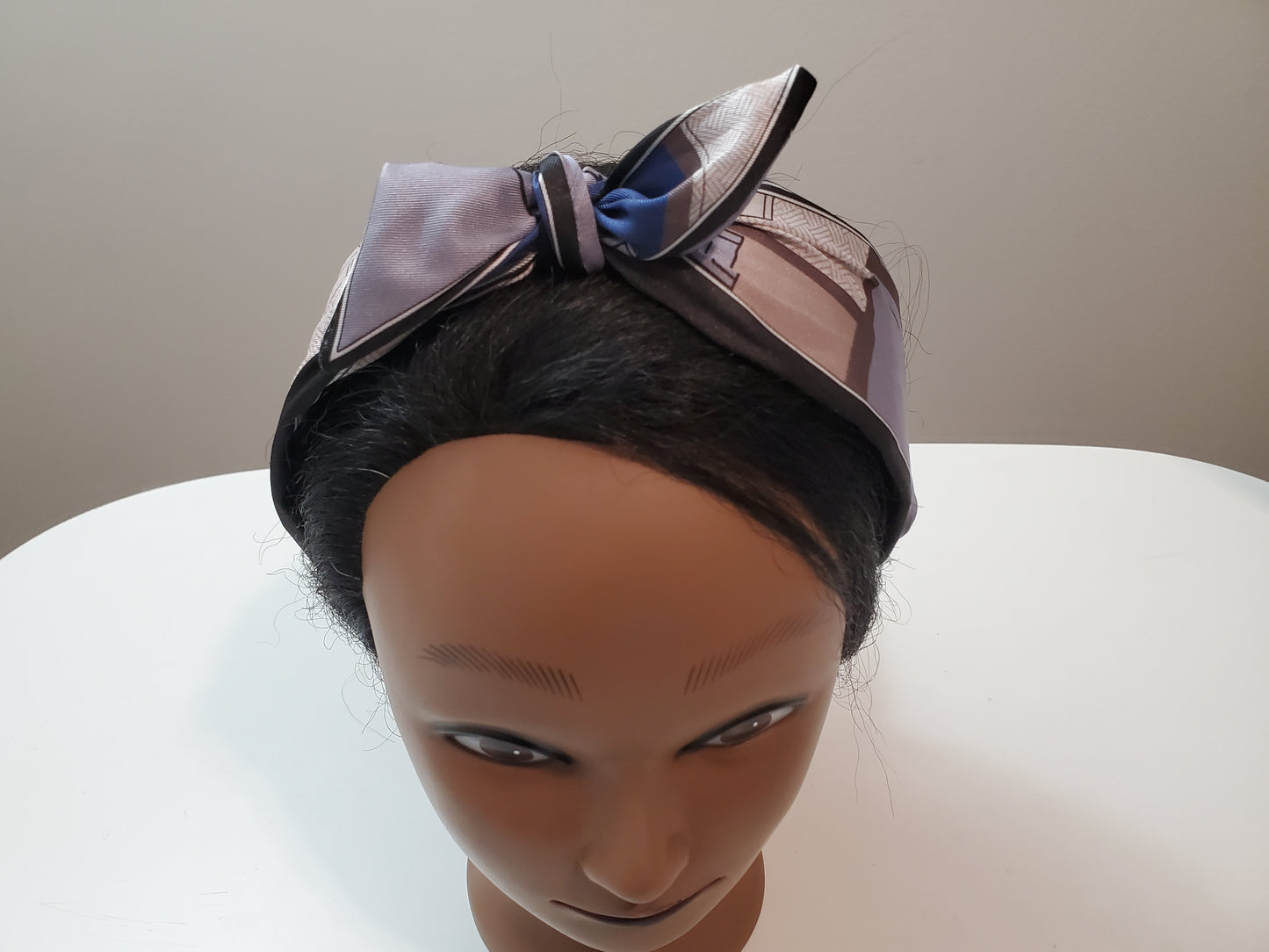 Fashion Blue Pattern Bow Knot Cloth Hair Band