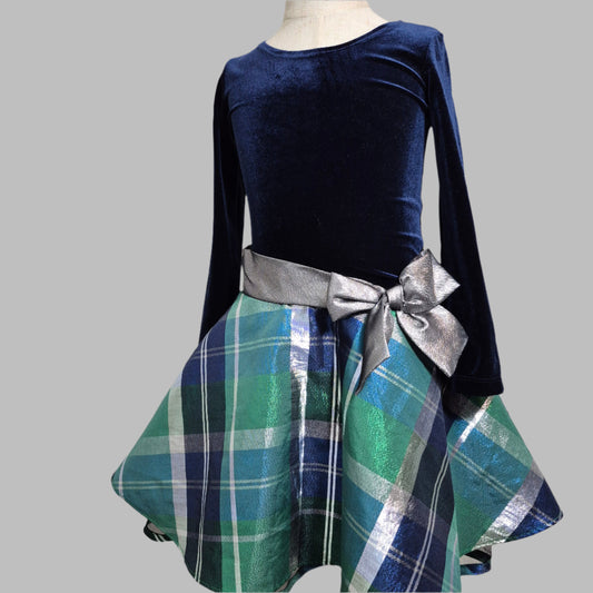 Navy Blue and Silver Toddler Girl Dress